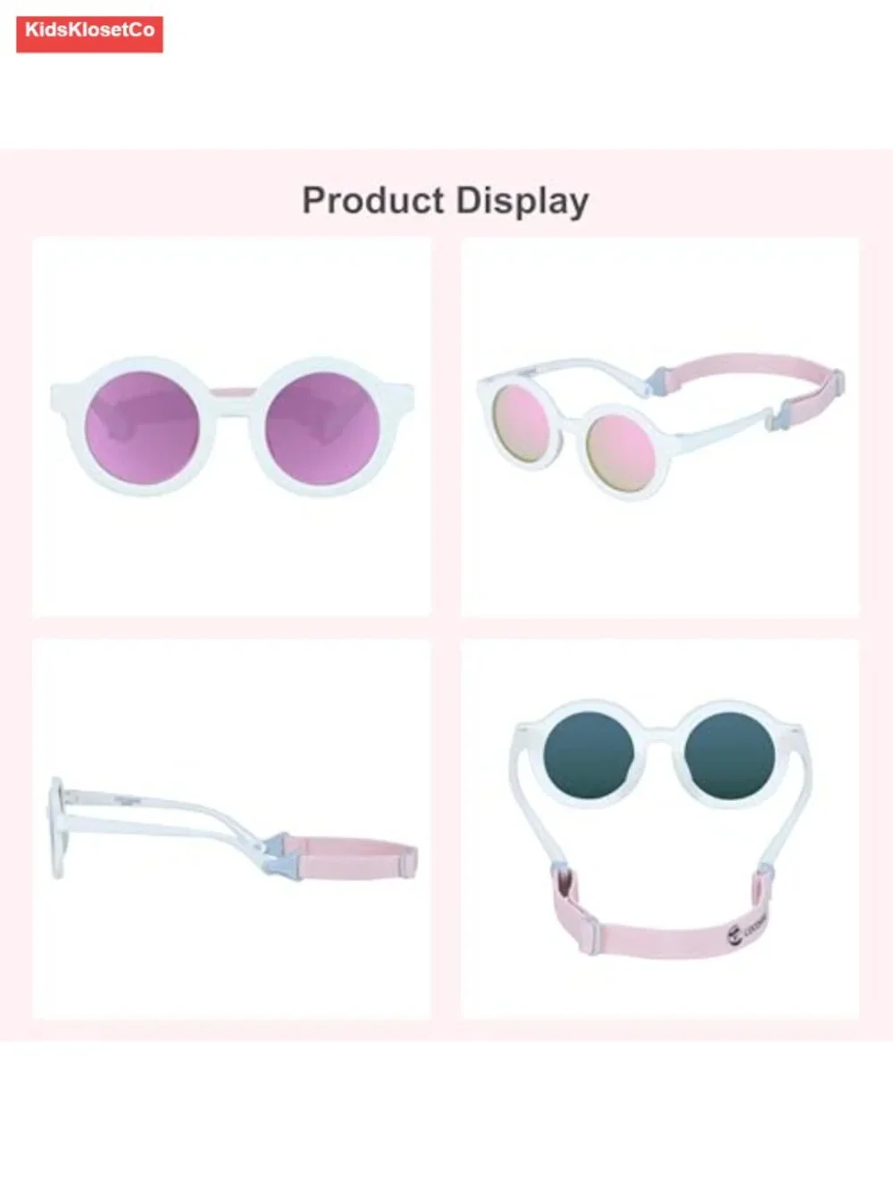 Polarized Baby Sunglasses with Strap & Silicone Nose Pads - Flexible UV